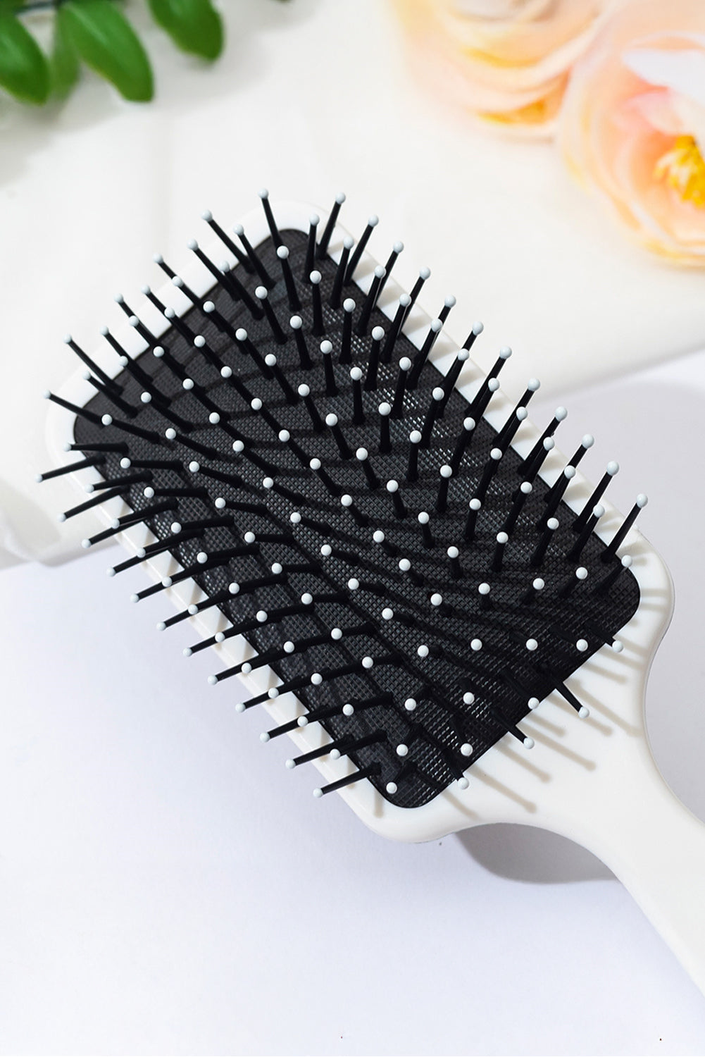 Pink Flower and Bow Printed Striped Hair Cushion Comb
